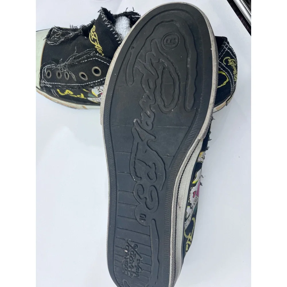 Ed Hardy Womens Love Kills Slowly Black Canvas Slip On Tattoo Sneakers Size 10